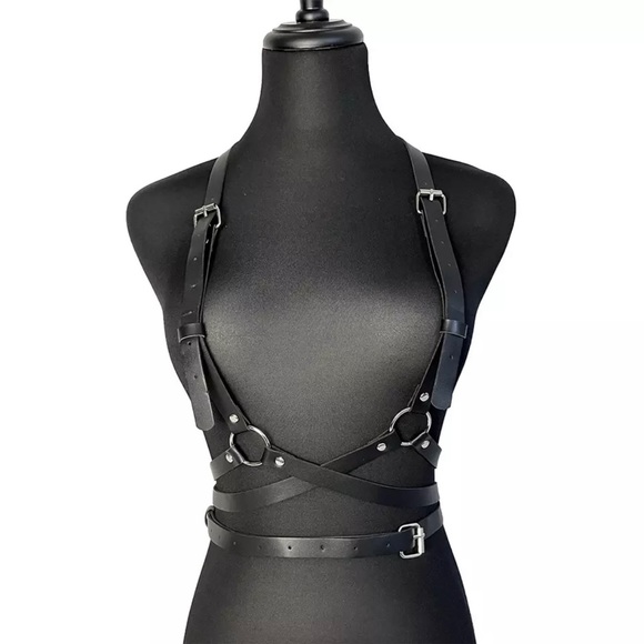 BDSM Chest Leg Straps Harness Panty Women Men Leather Belt Kink Straps - Picture 6 of 17